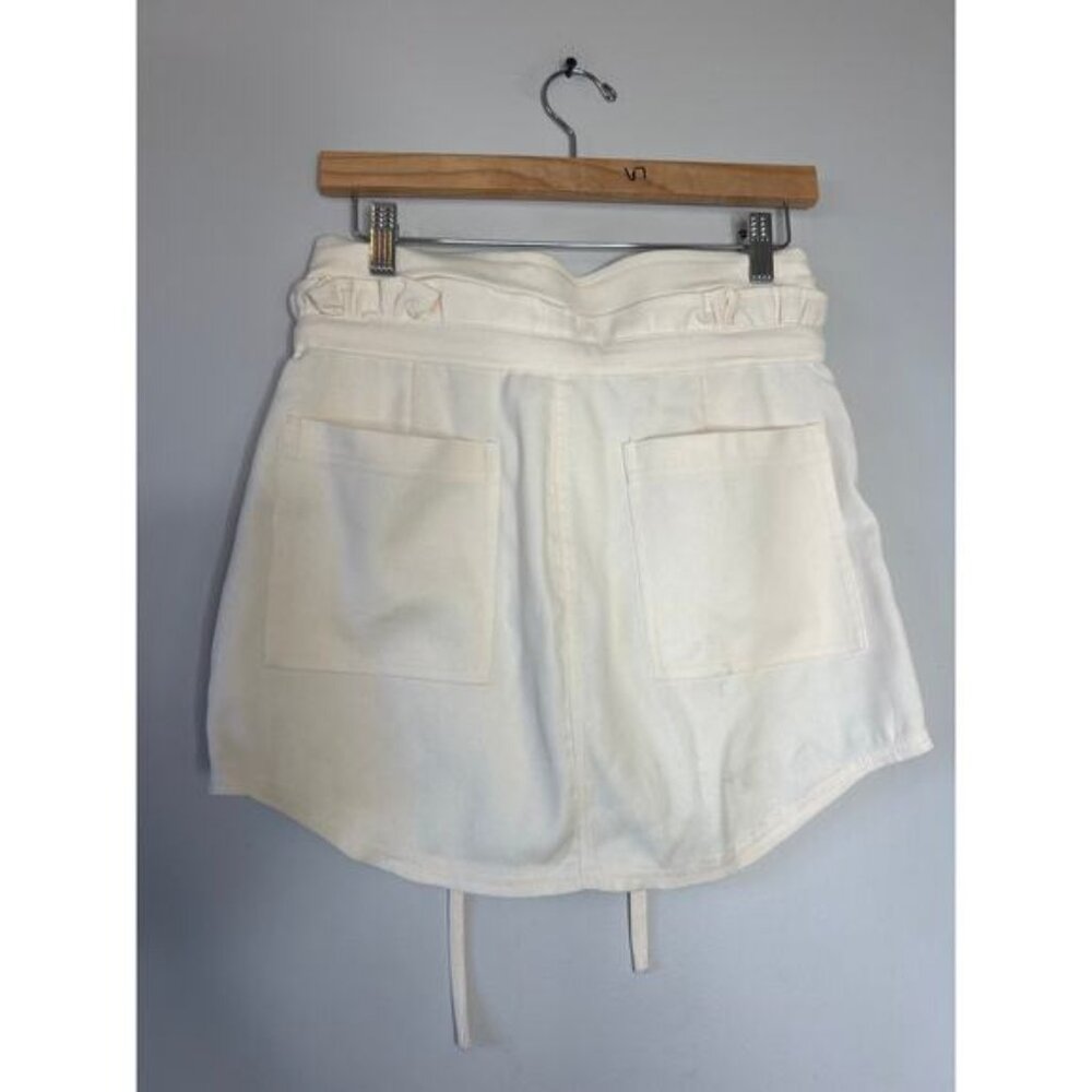 NWT The Femm Sophie Tie Waist Button Pockets Mini Skirt Ivory Size: M - Picture 6 of 8